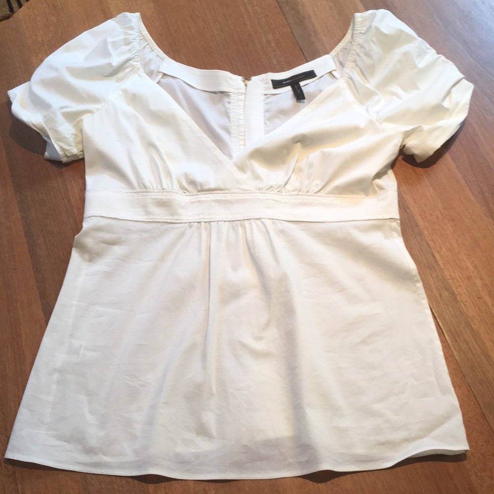 White short sleeve, v neck BCBG top